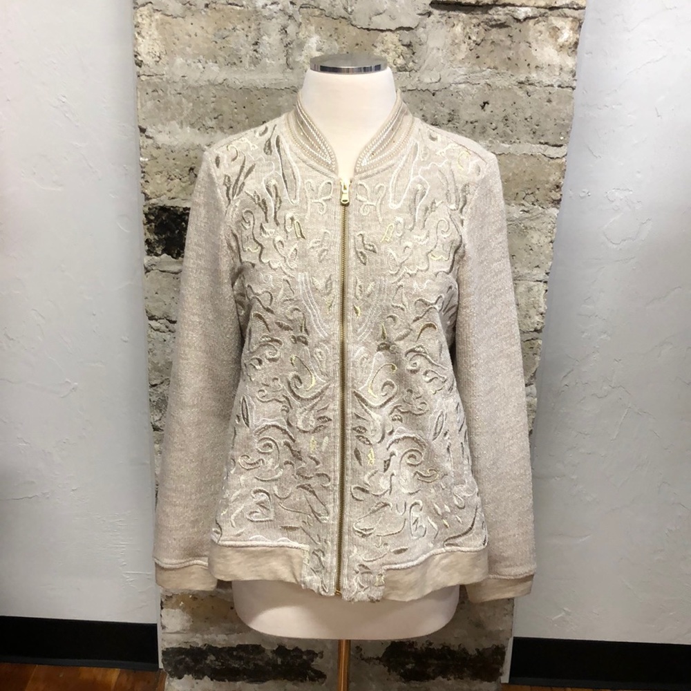 Zenergy by Chico’s Whear Color Zip Up Embroidered Jacket Size Medium - Picture 2 of 15